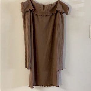 Long sleeve off the shoulder brown dress